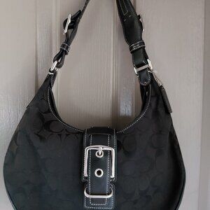 Coach Signature Black Canvas/Jacquard Shoulder Bag/HandBag #6363